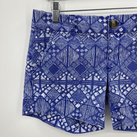 American Eagle Chino Shorts Women's 2 Blue All Over Print Midi Beach - Picture 2 of 9